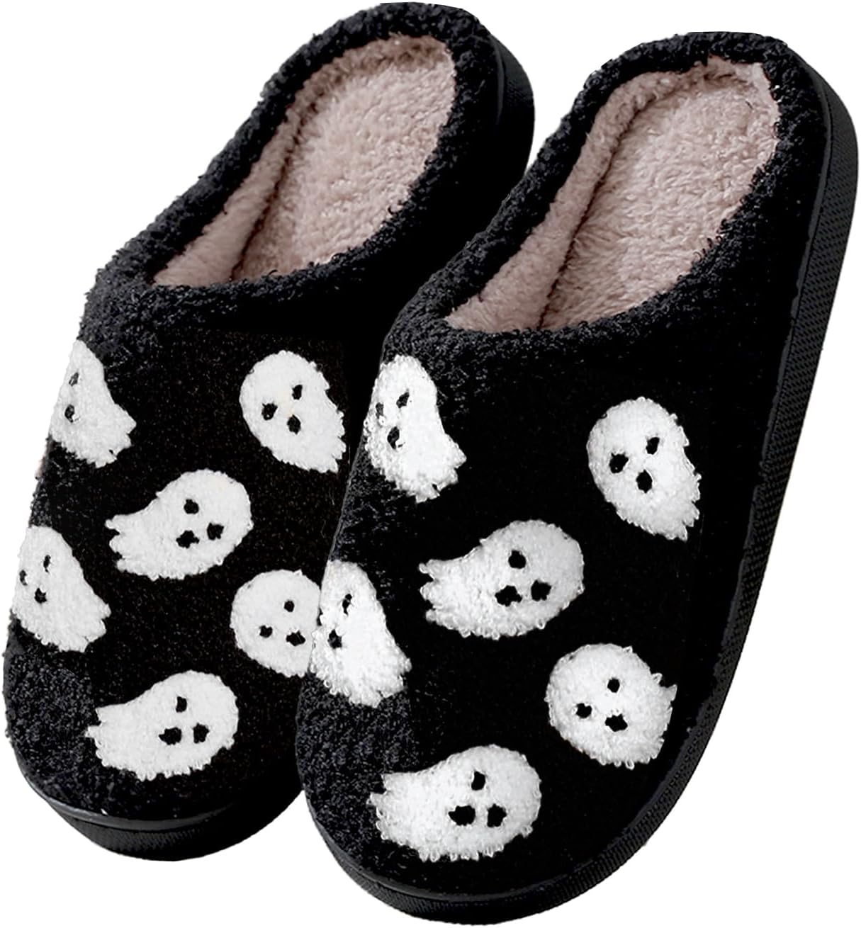 

Тапочки QHTAZ для женщин и мужчин с эффектом памяти, теплые, пушистые и уютные, противоскользящие, для дома и улицы, 3-ghost