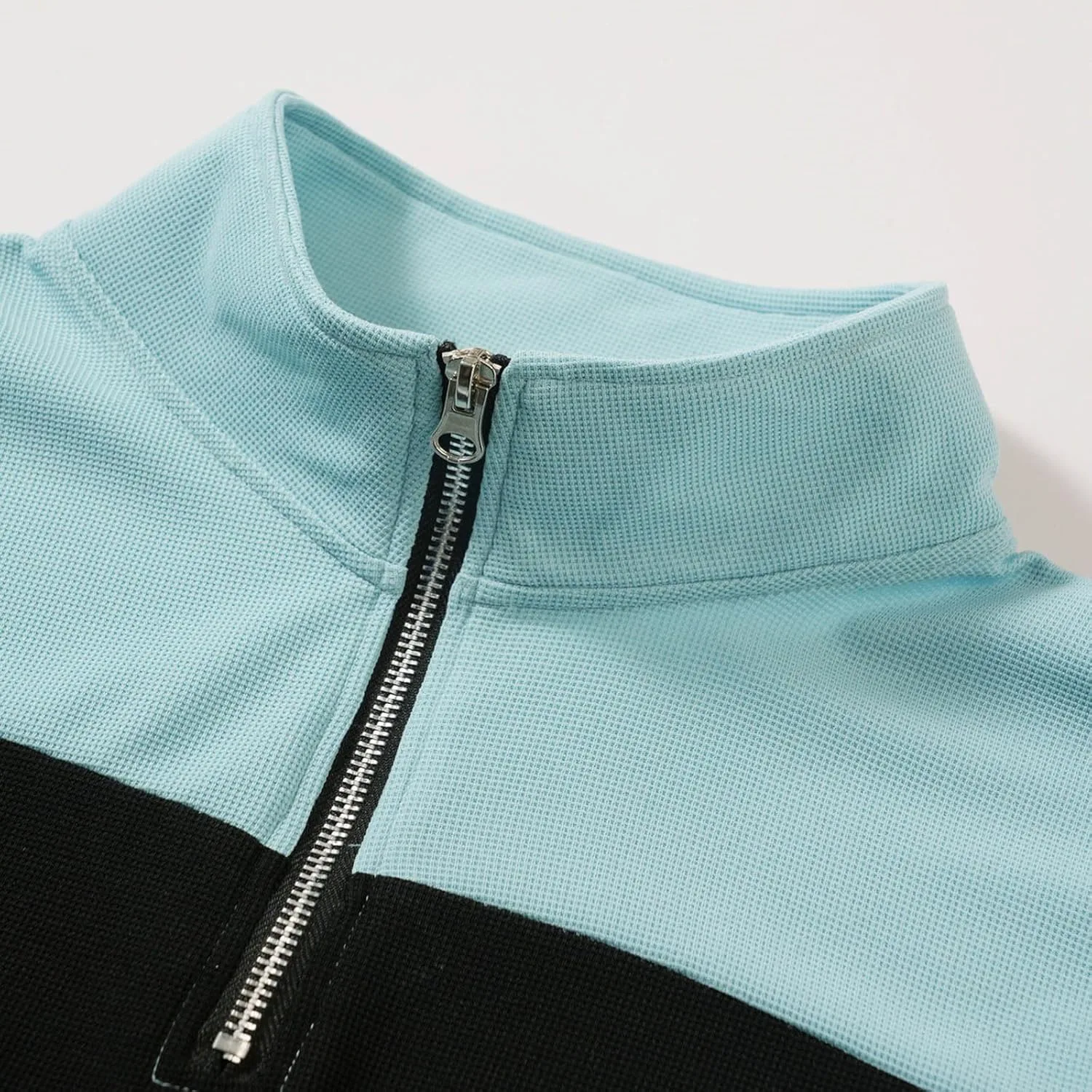 Мужская футболка для гольфа 1/4 Zip с длинным рукавом, цветной блок — фото 4