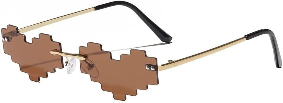 

Оригинальные солнцезащитные очки с мозаичным сердцем, забавные очки с пиксельной мозаикой, ретро-очки для геймеров-роботов, очки для вечеринок для мужчин и женщин MUTYNE, Tea