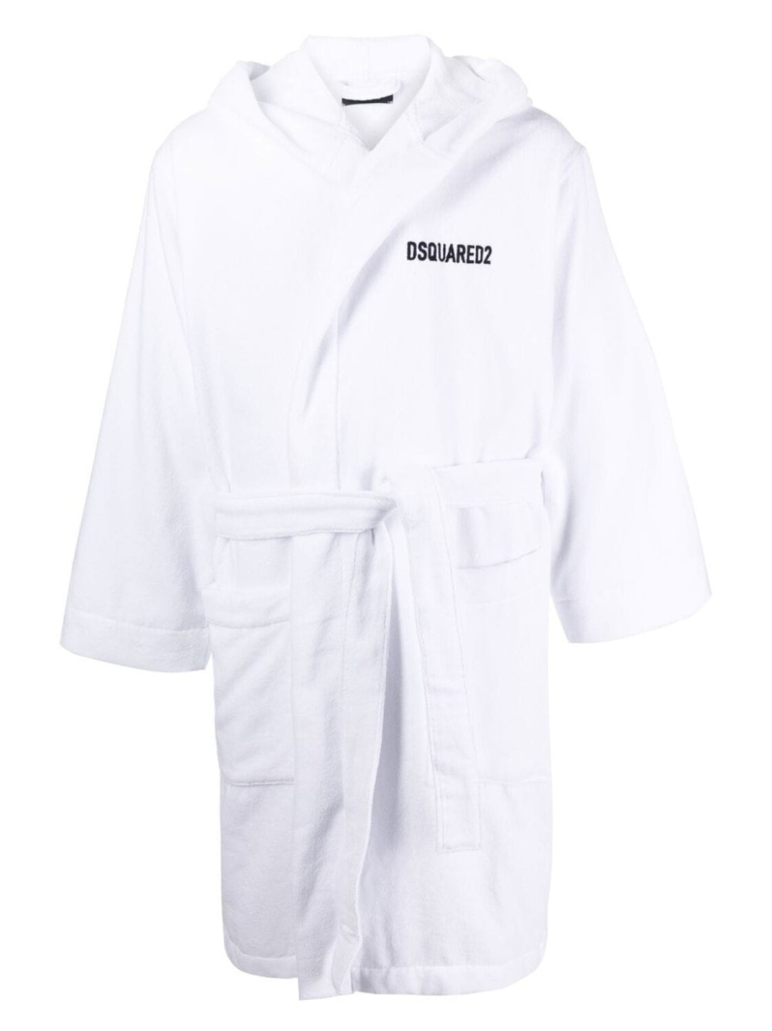 

Dsquared2 халат с капюшоном и логотипом, белый
