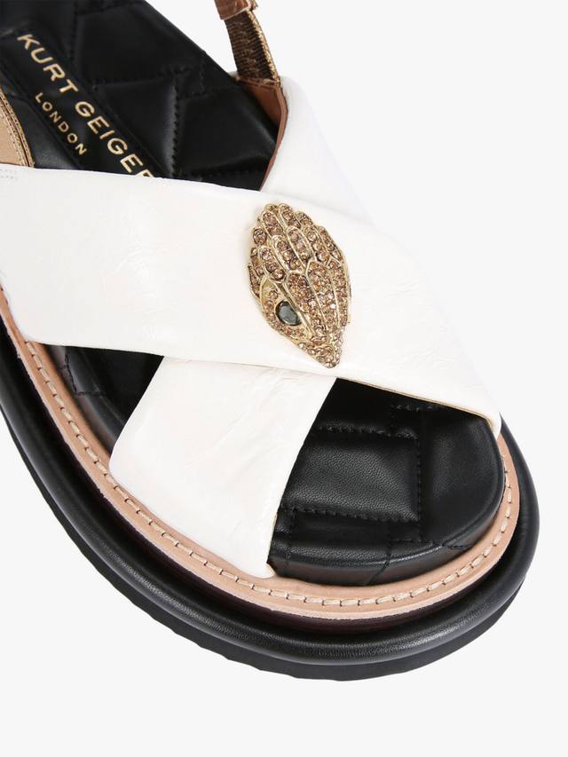 Кожаные сандалии Orson на платформе с перекрестными ремешками Kurt Geiger London, Putty/Gold — фото 3
