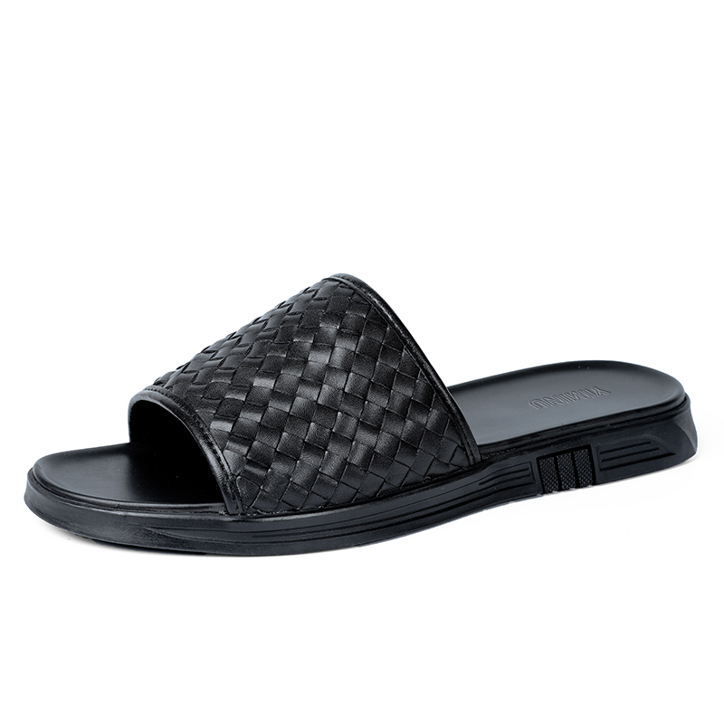 

Eminu Мужские черные шлепанцы с резиновой подошвой устойчивые к истиранию, цвет Black One