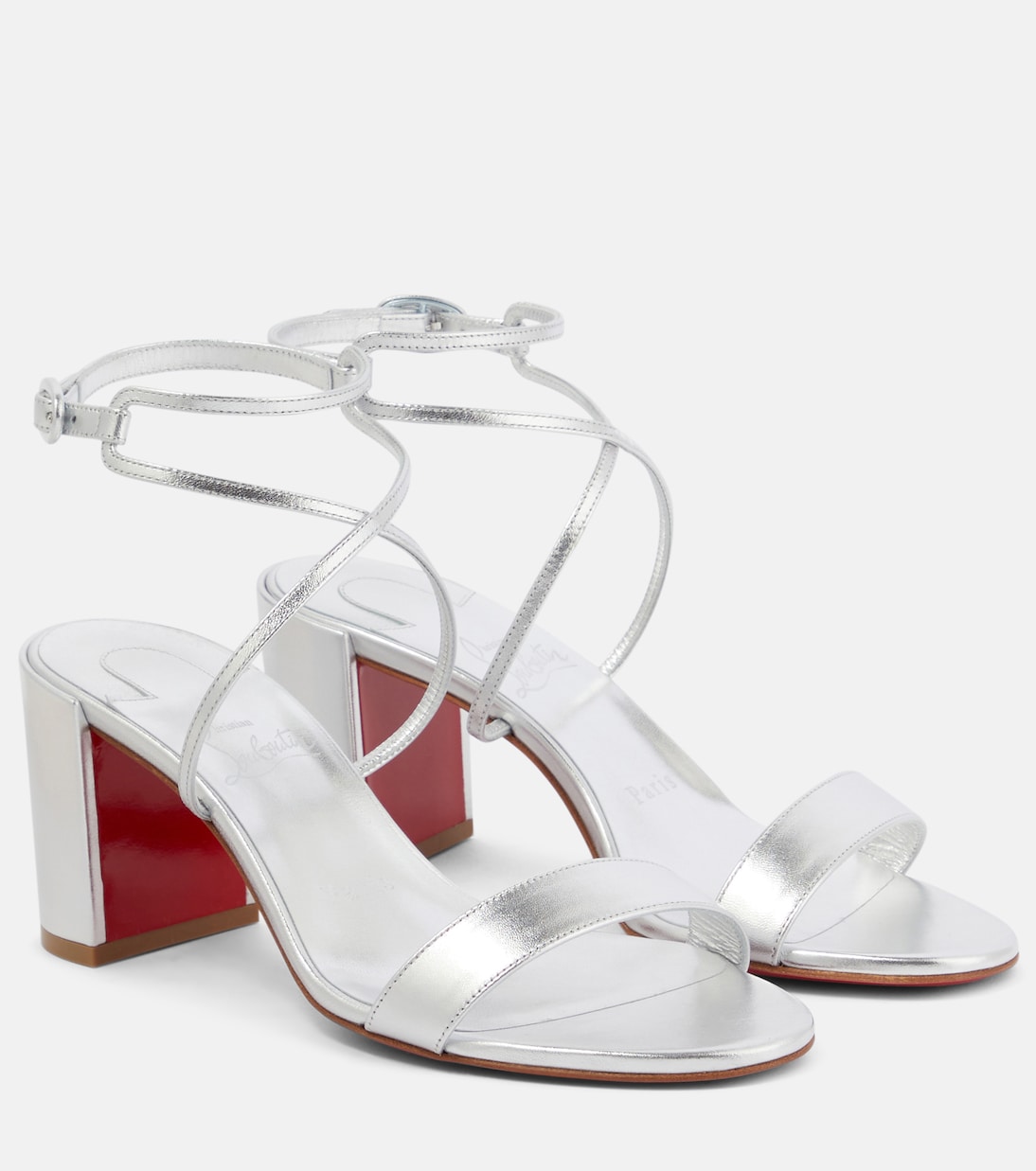 Сандалии Choca Girl 70 из металлизированной кожи Christian Louboutin, Silver/ Lin Silver