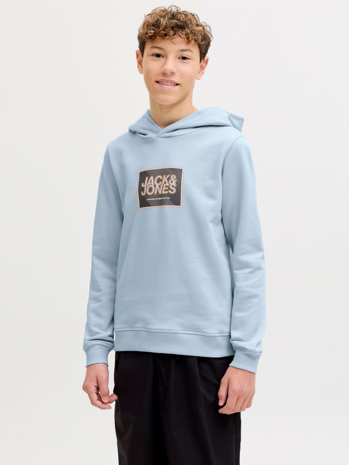 

JACK & JONES Junior Толстовка с капюшоном JJRAIN SWEAT HOOD JNR небесно-голубого цвета