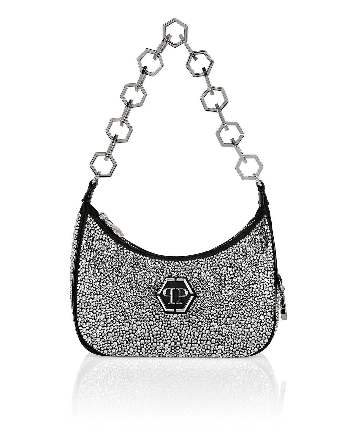 

Кожаная сумка через плечо с кристаллами PHILIPP PLEIN, черный