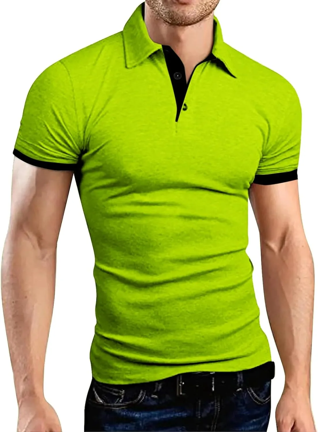 Мужская футболка с воротником стойкой и коротким рукавом Color Blocking