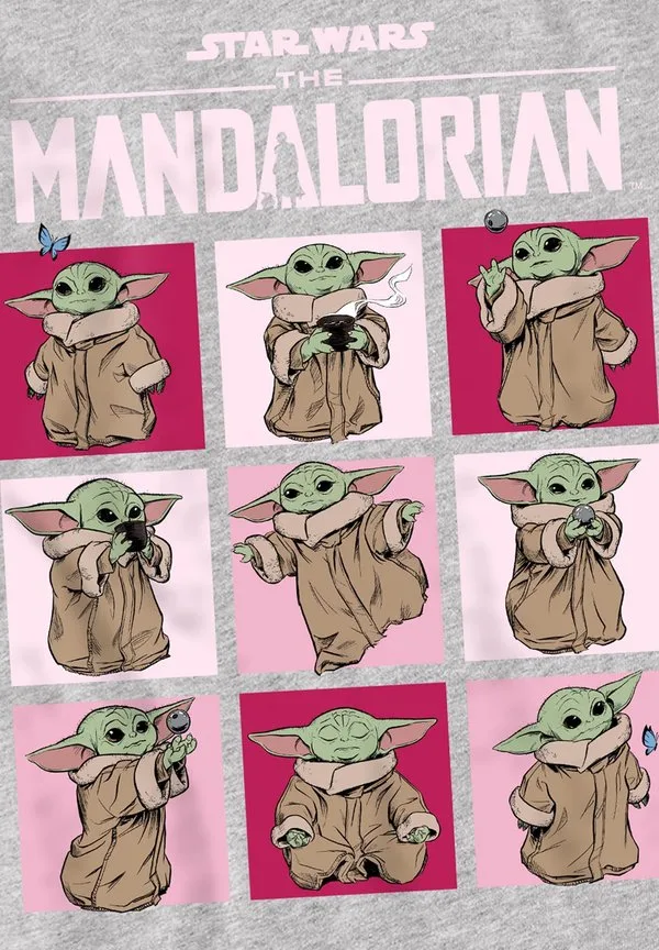 Толстовка star wars the mandalorian grogu squares Star Wars, Mottled Light Grey — фото 3