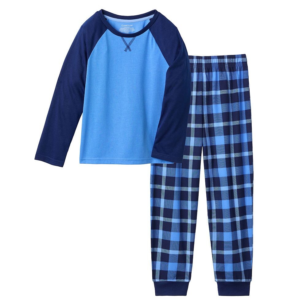 

Пижамный комплект Cuddl Duds для мальчиков 6–16 лет с длинными рукавами реглан, трикотажный топ и флисовые пижамные штаны, цвет Blue Plaid