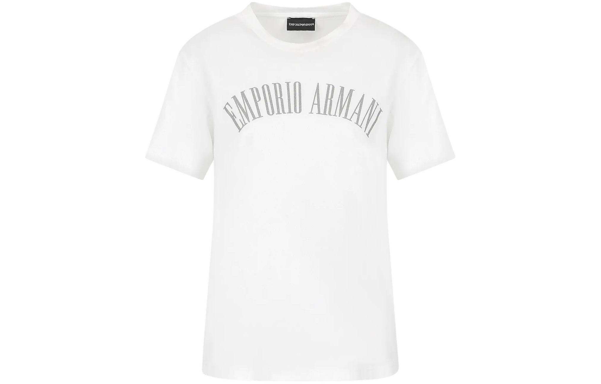 Футболка Asv Organic с блестящим логотипом EMPORIO ARMANI, белый
