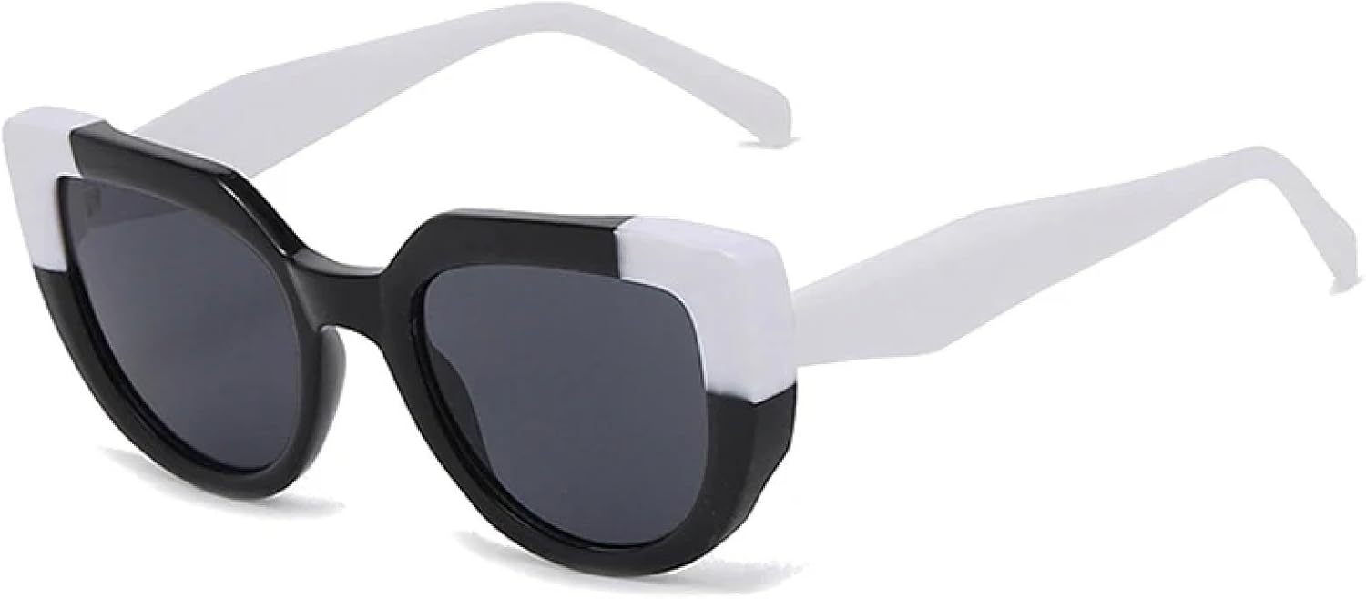

Солнцезащитные очки с защитой от УФ-излучения UV400 для женщин и мужчин | Двухцветные градиентные очки "кошачий глаз" | для занятий спортом на открытом воздухе DSVIGF, Black White Grey