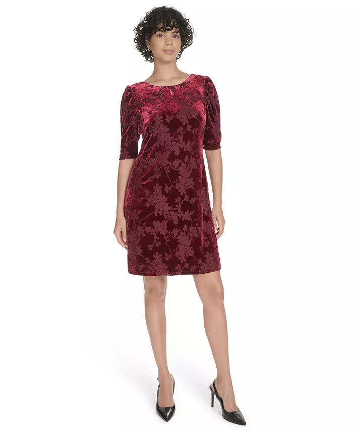 

Женское бархатное платье с короткими рукавами и сборками Tommy Hilfiger