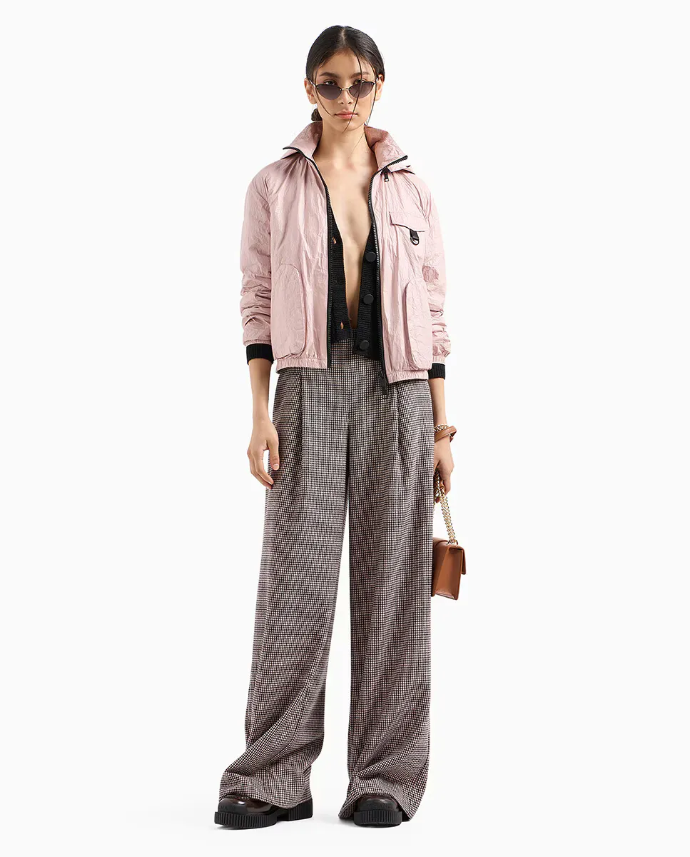 

Женские брюки-палаццо с принтом «гусиные лапки» Armani Exchange, цвет Rosa Claro
