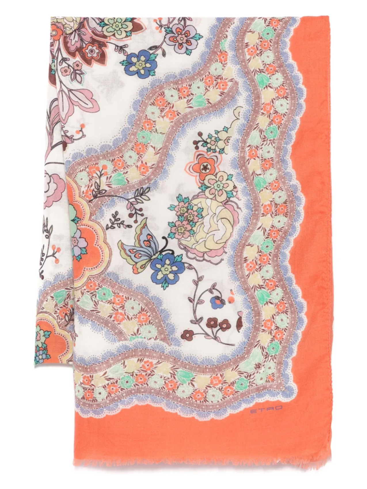 

Шарф ETRO с лиственным мотивом, оранжевый