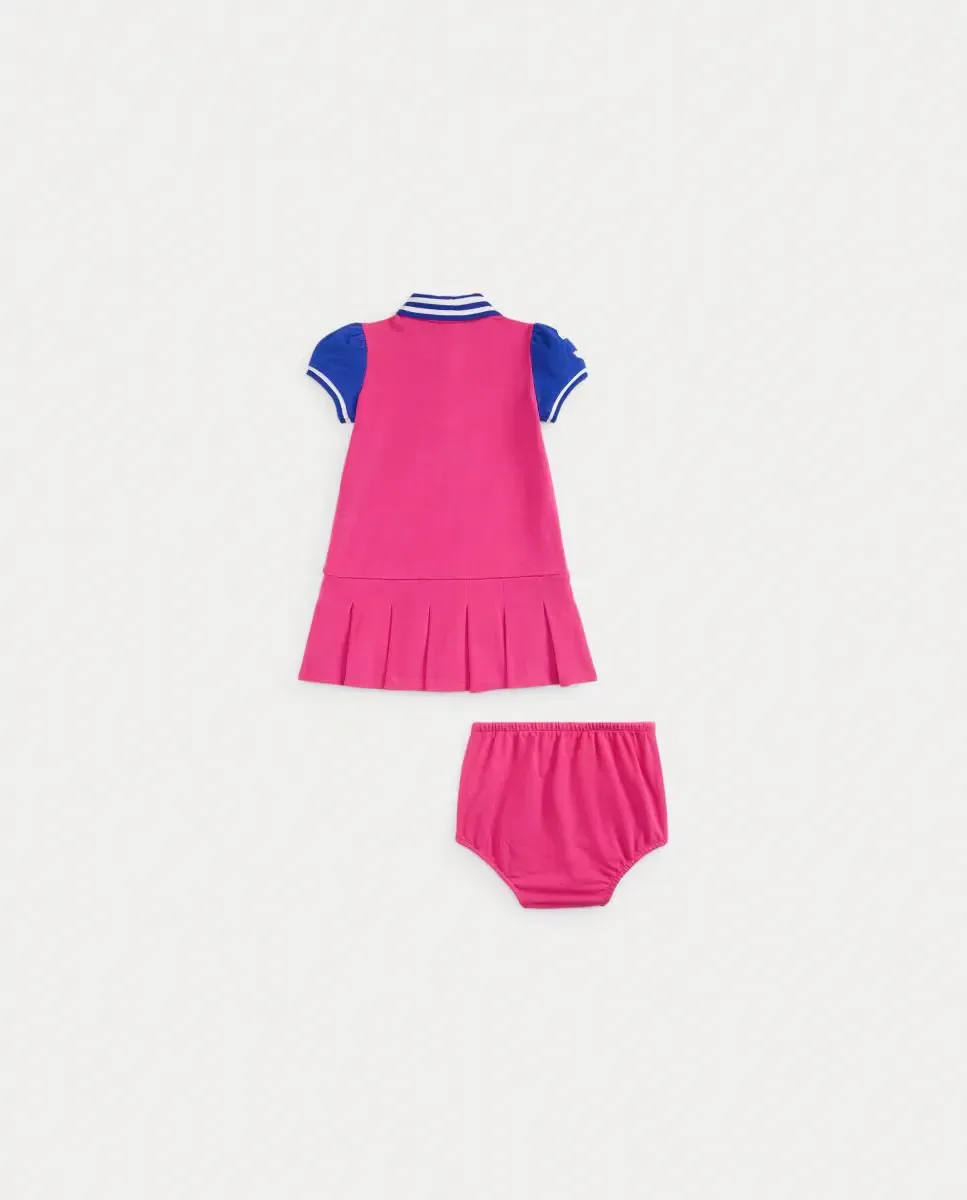 Платье для девочки типа поло из хлопка с пололо Polo Ralph Lauren, Rosa Chicle — фото 2