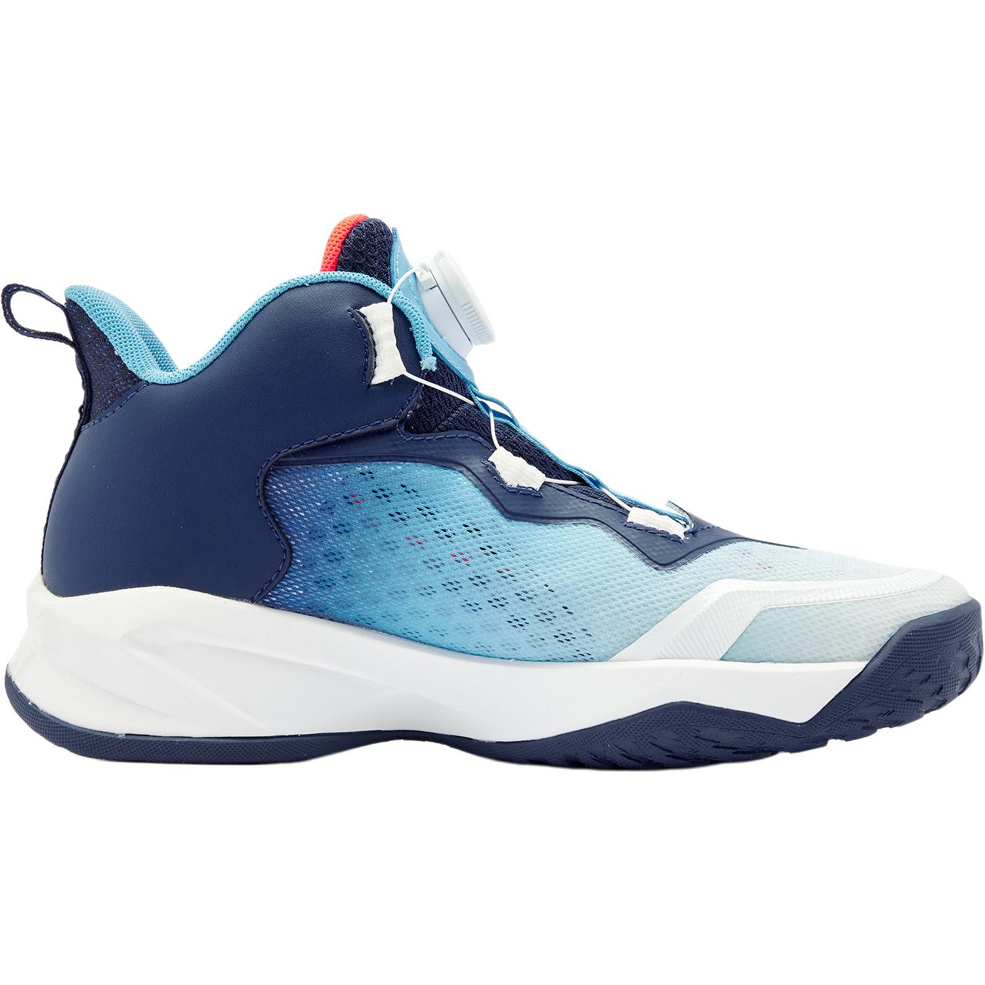 QIAODAN Высокие детские баскетбольные кроссовки Jordan White/Serene Blue с противоскользящей износостойкой подошвой — фото 3
