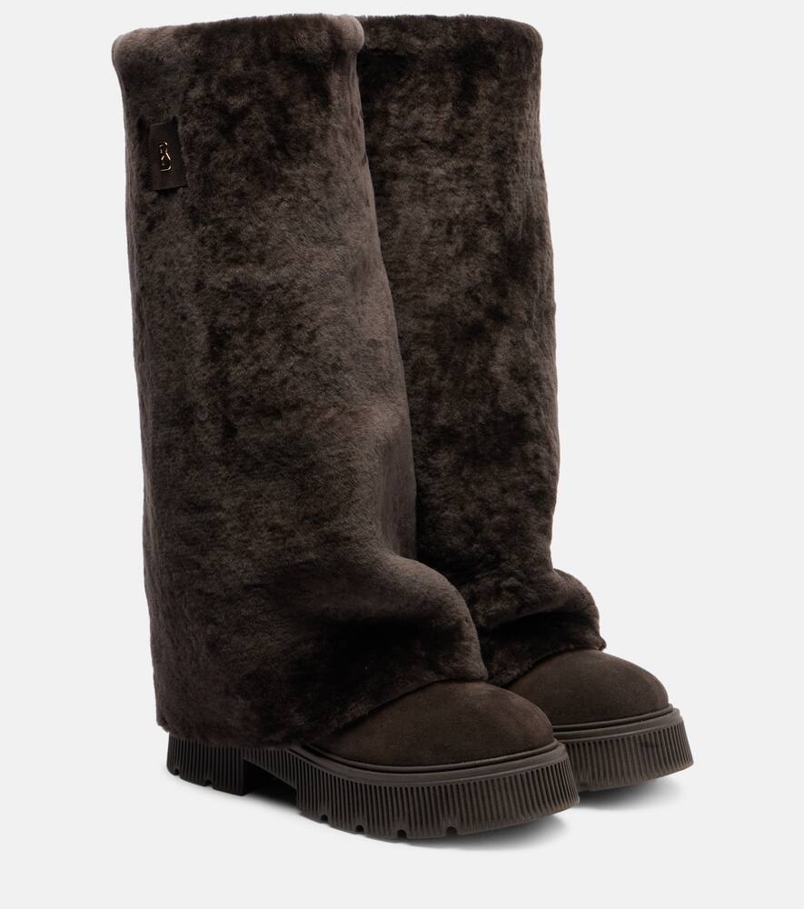 Туринские замшевые сапоги с овчиной Bogner, Dark Brown