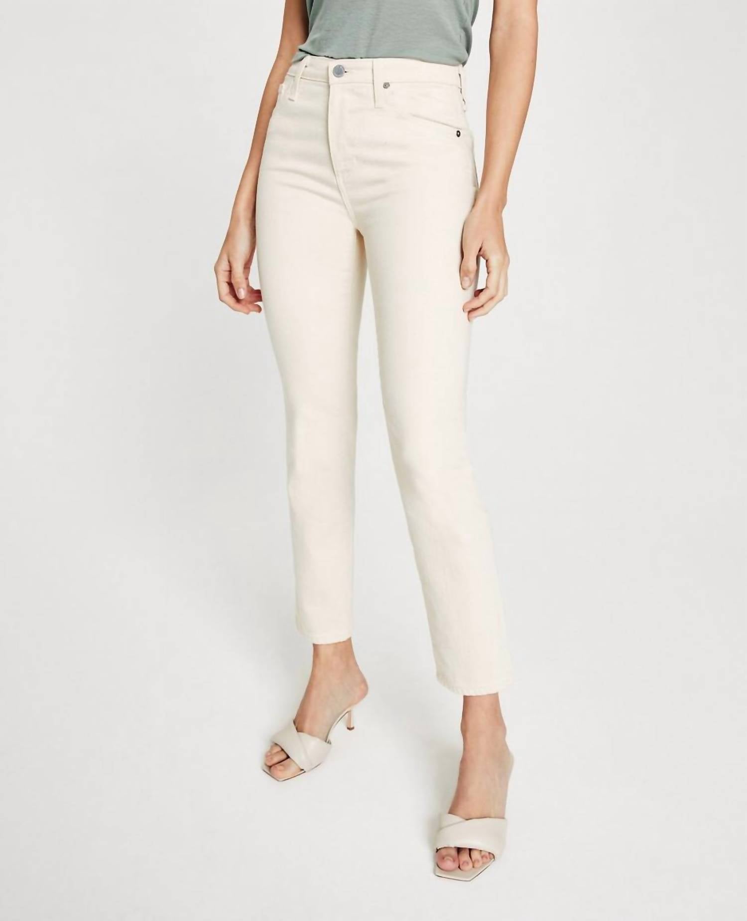 

Укороченные джинсы Isabelle с высокой талией цвета экрю AG Jeans, цвет ecru