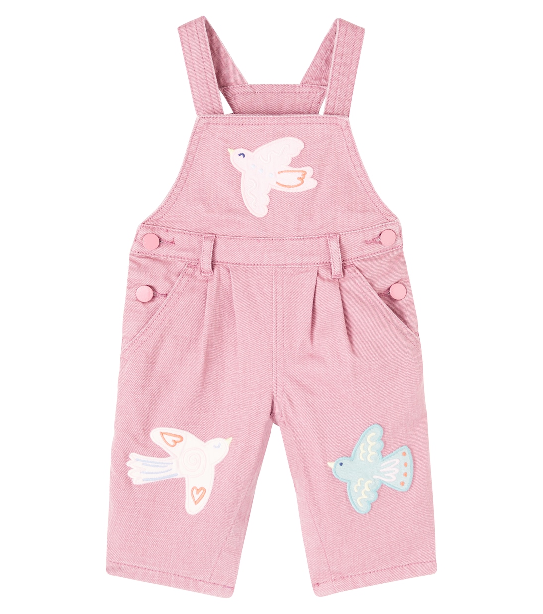 

Детские джинсовые комбинезоны с вышивкой Stella McCartney Kids, Vintage Pink
