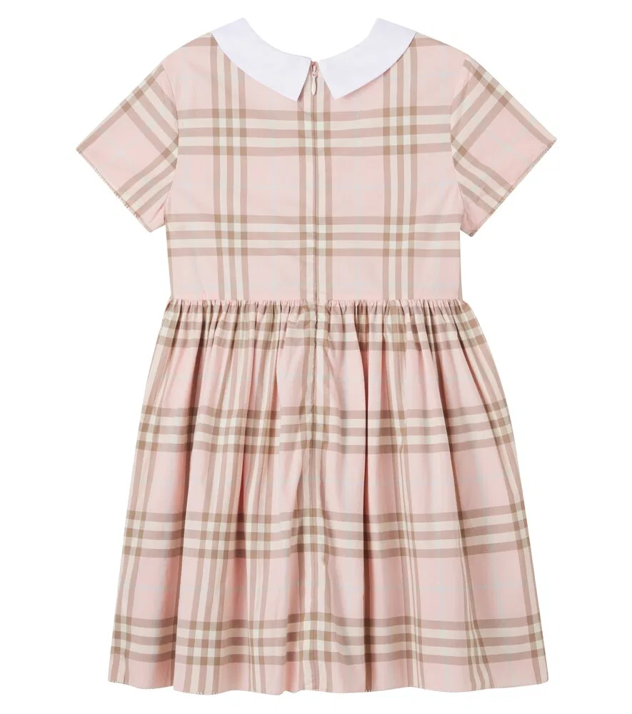 Хлопковое платье в клетку Burberry Burberry Kids, розовый — фото 2