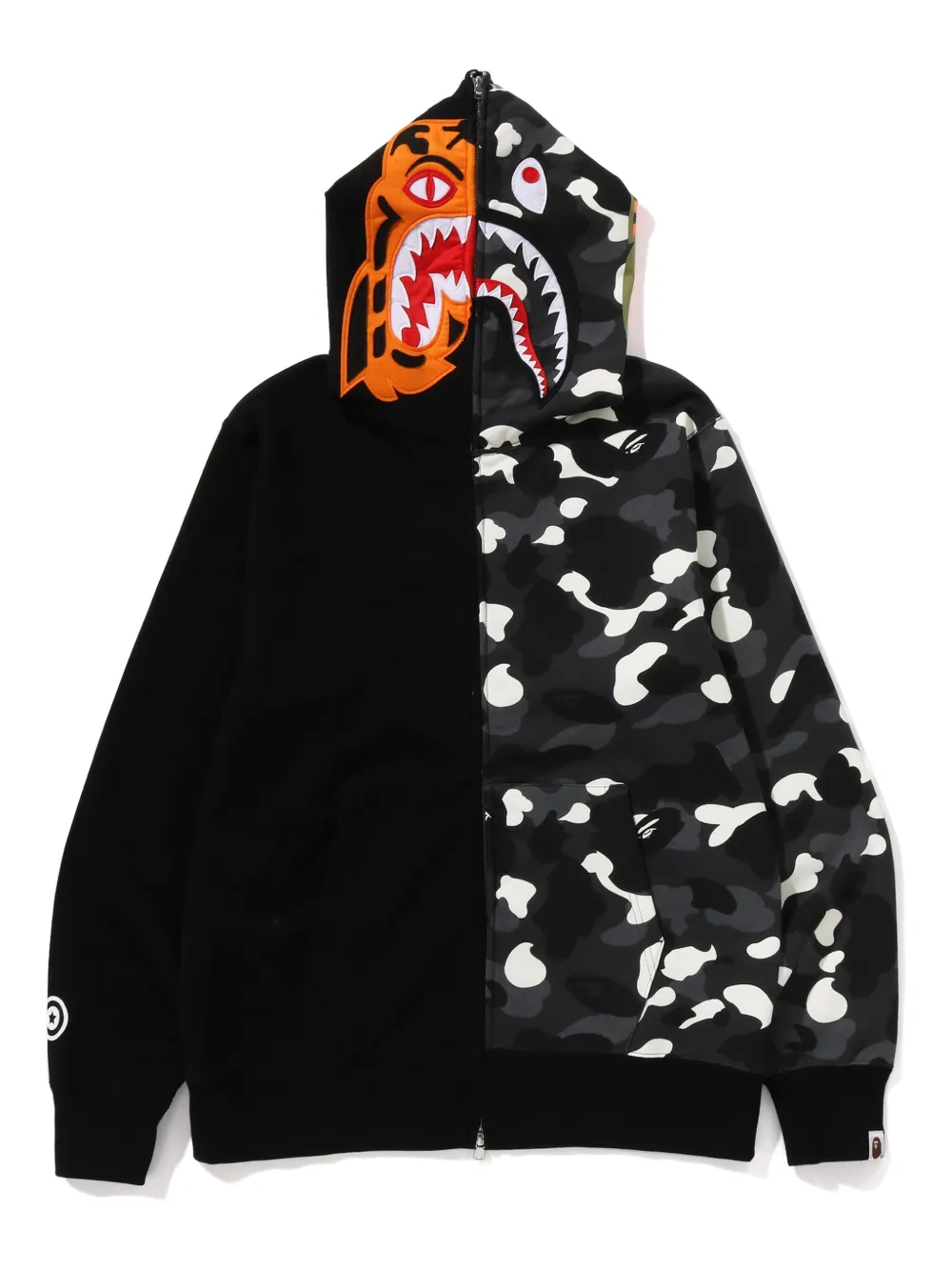 

Худи на молнии с камуфляжным принтом City Camo и тигром Shark A BATHING APE, черный