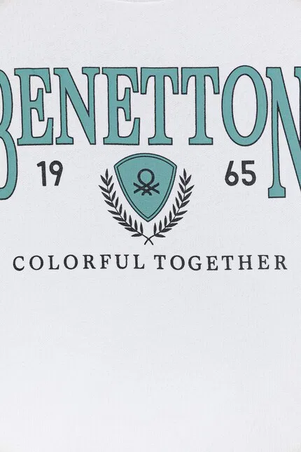 Блуза детская с принтом United Colors of Benetton, белый — фото 3
