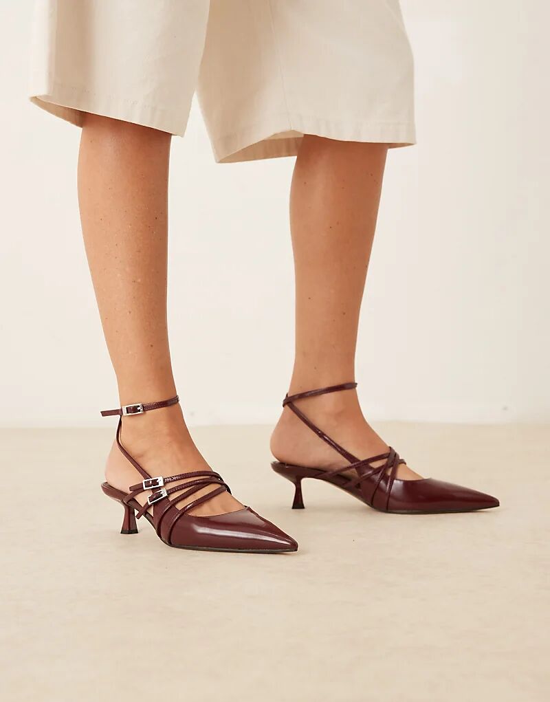 Туфли Sadie ASOS DESIGN на каблуке-рюмочке с пряжкой и ремешком бордового цвета