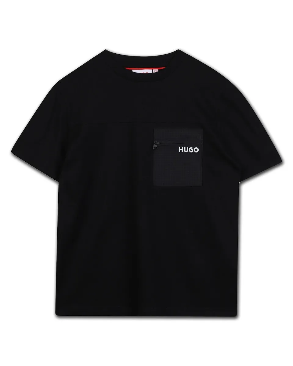 

Детская хлопковая футболка Hugo, черный