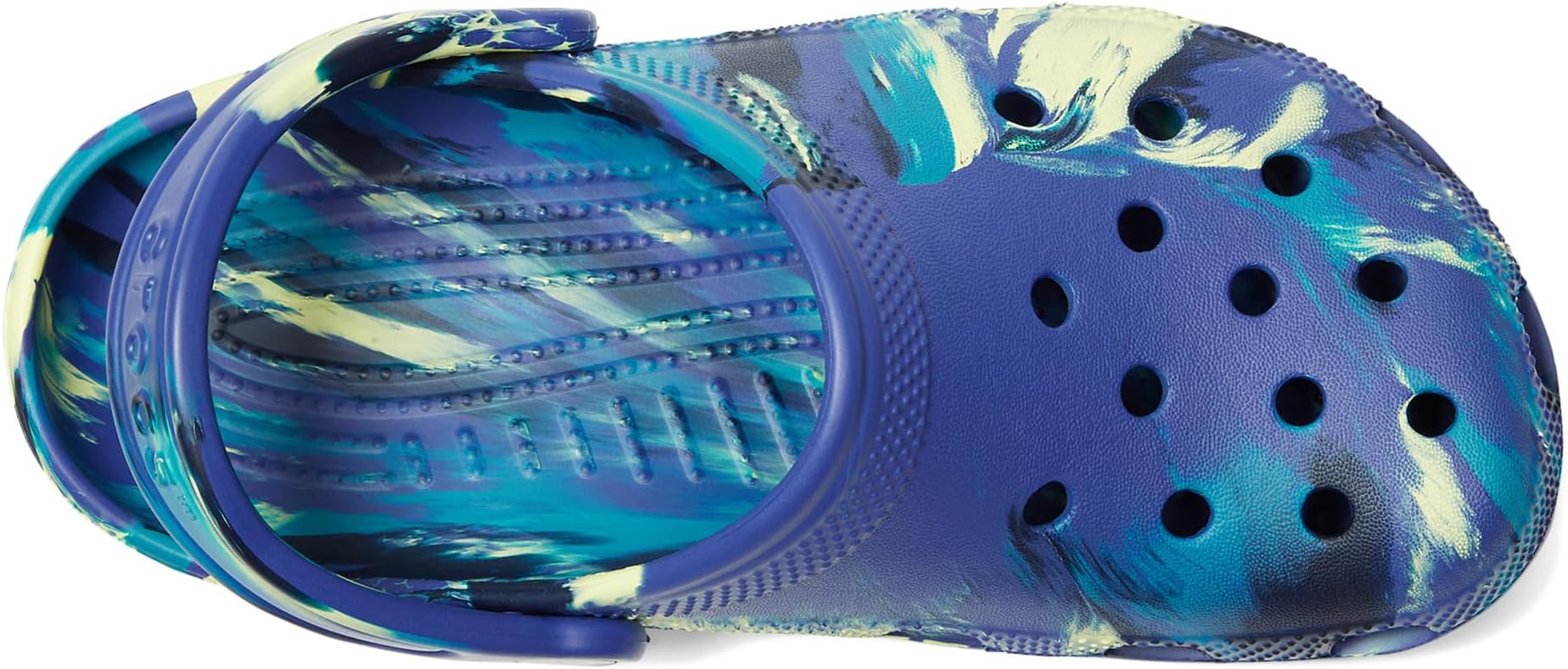 Сабо Crocs Kids Classic Marbled Tie-Dye Clog, цвет Navy/Turbo Teal — фото 2