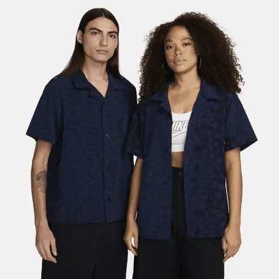 

Футболка Nike SB Print Bowler Button-Up Skate Shirt, темно-синий