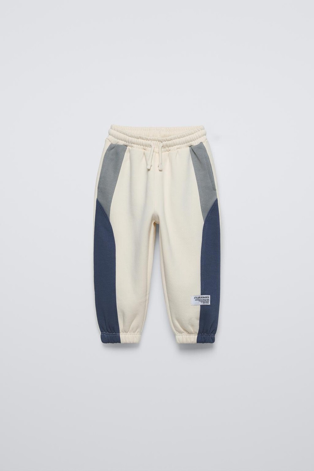

Брюки-джоггеры с цветными блоками ZARA, экрю/синий