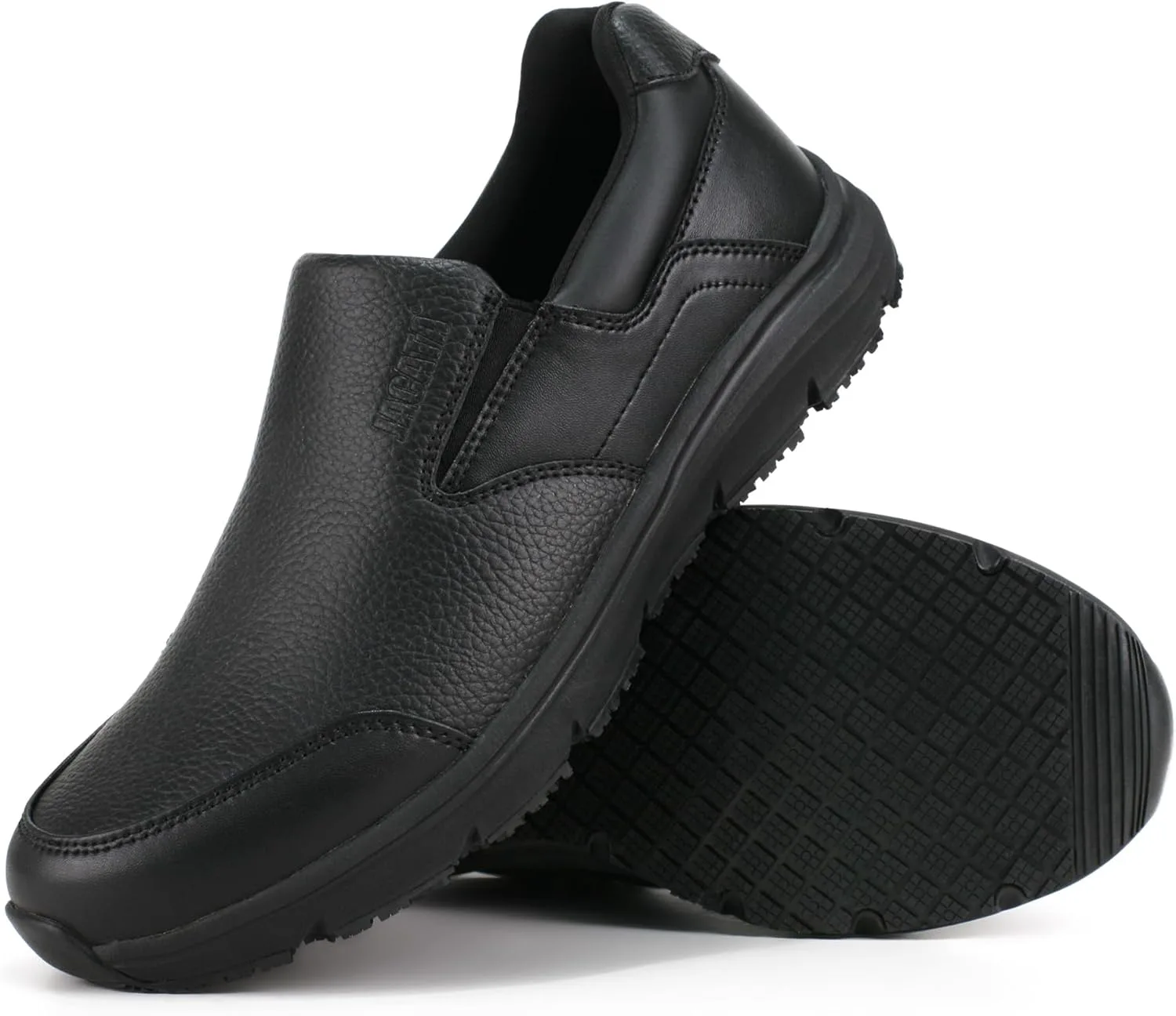 

Мужские рабочие туфли Jacata Non Slip черного цвета для сферы обслуживания, водонепроницаемые, противоскользящие, кожаные, без шнурков, для поваров, для прогулок по кухне ресторана, черный