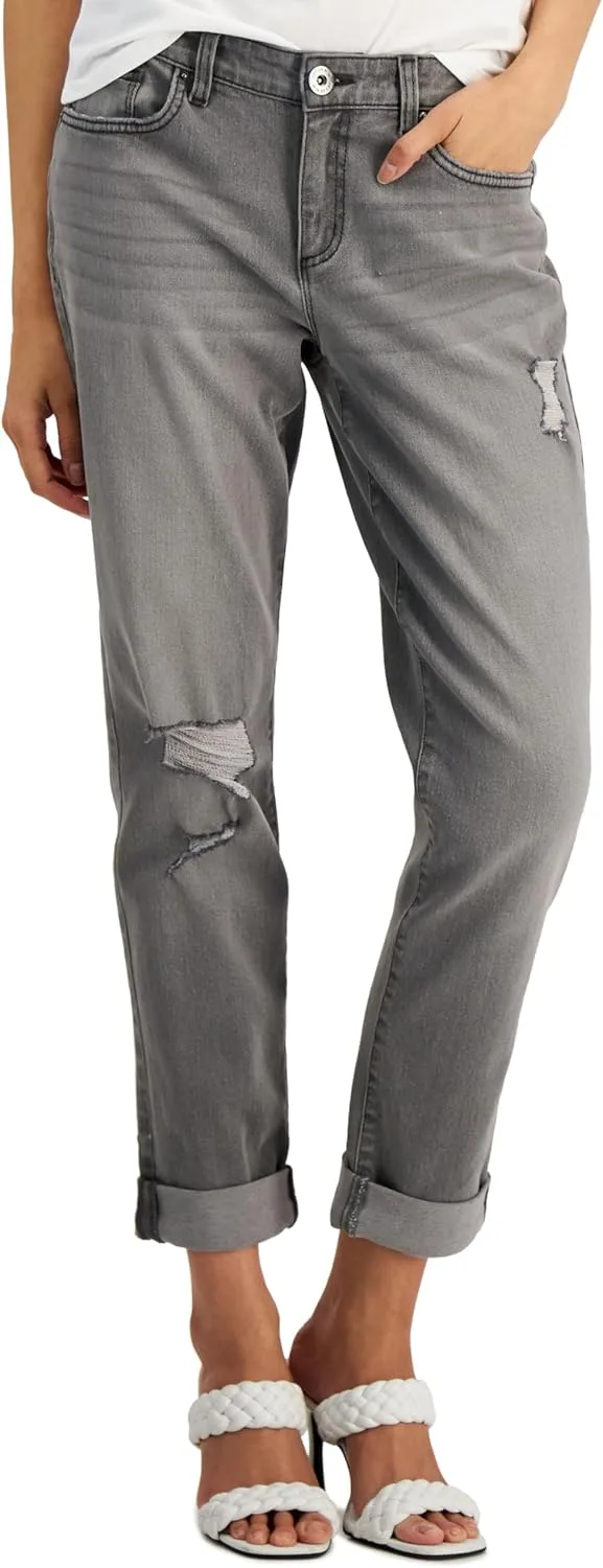 

International Concepts женские джинсы Mid Rise Ripped Straight Leg