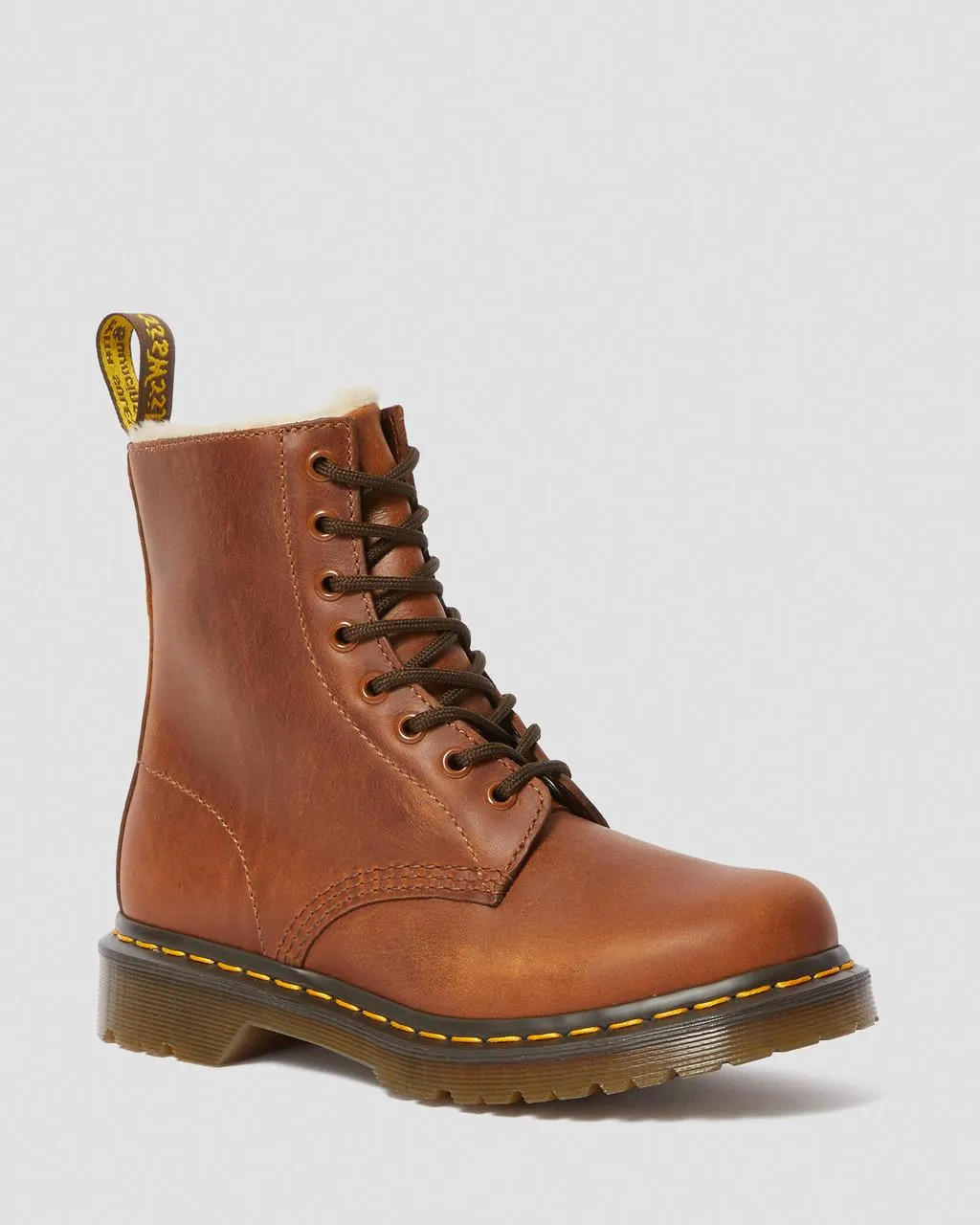 

Dr. Martens 1460 Женские ботинки на шнуровке на подкладке из искусственного меха, цвет Butterscotch — Orleans