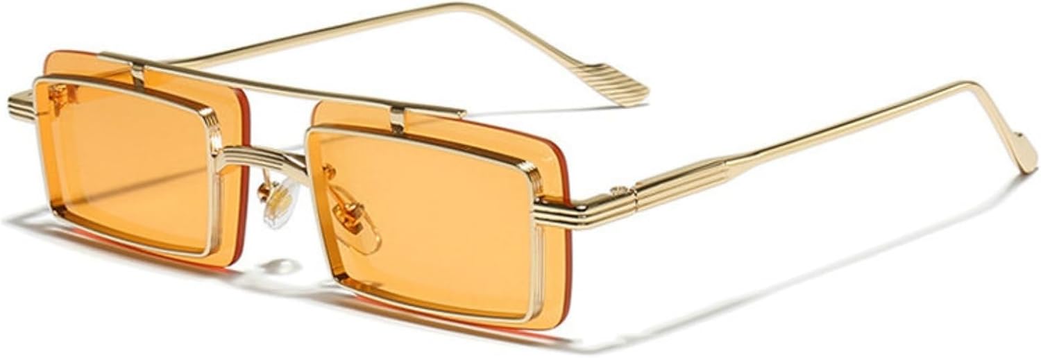 

COTIA Модные квадратные солнцезащитные очки без оправы для женщин и мужчин, с двойной перемычкой, металлическим панк-стилем, прямоугольной оправой, с индивидуальным дизайном, Orange
