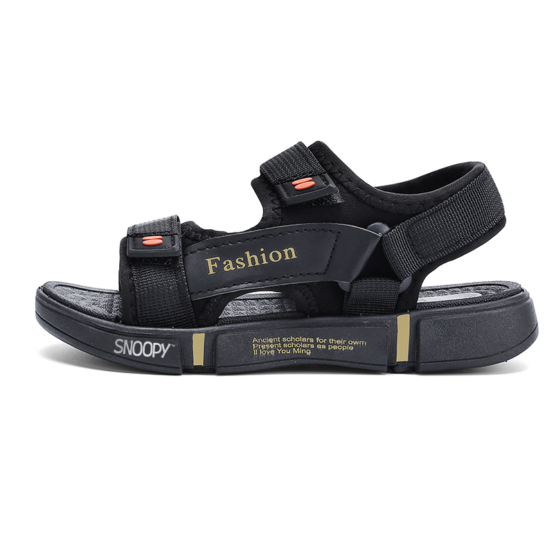 

Детские сандалии с низким верхом, дышащие, противоскользящие и износостойкие, с отскоком SNOOPY, черный/золотой