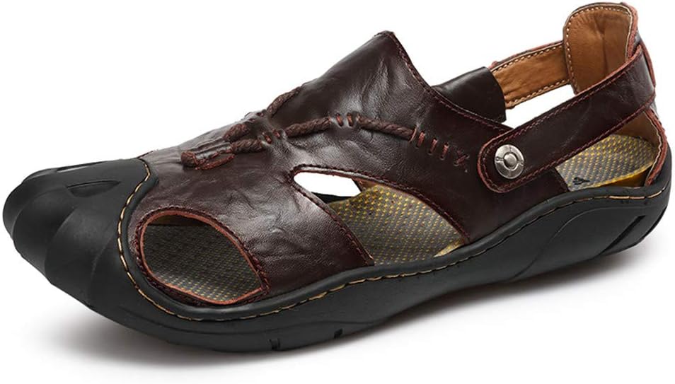 

Мужские сандалии ChicWind с закрытым носком из кожи, рыбацкого типа, для летнего похода, темно-коричневый