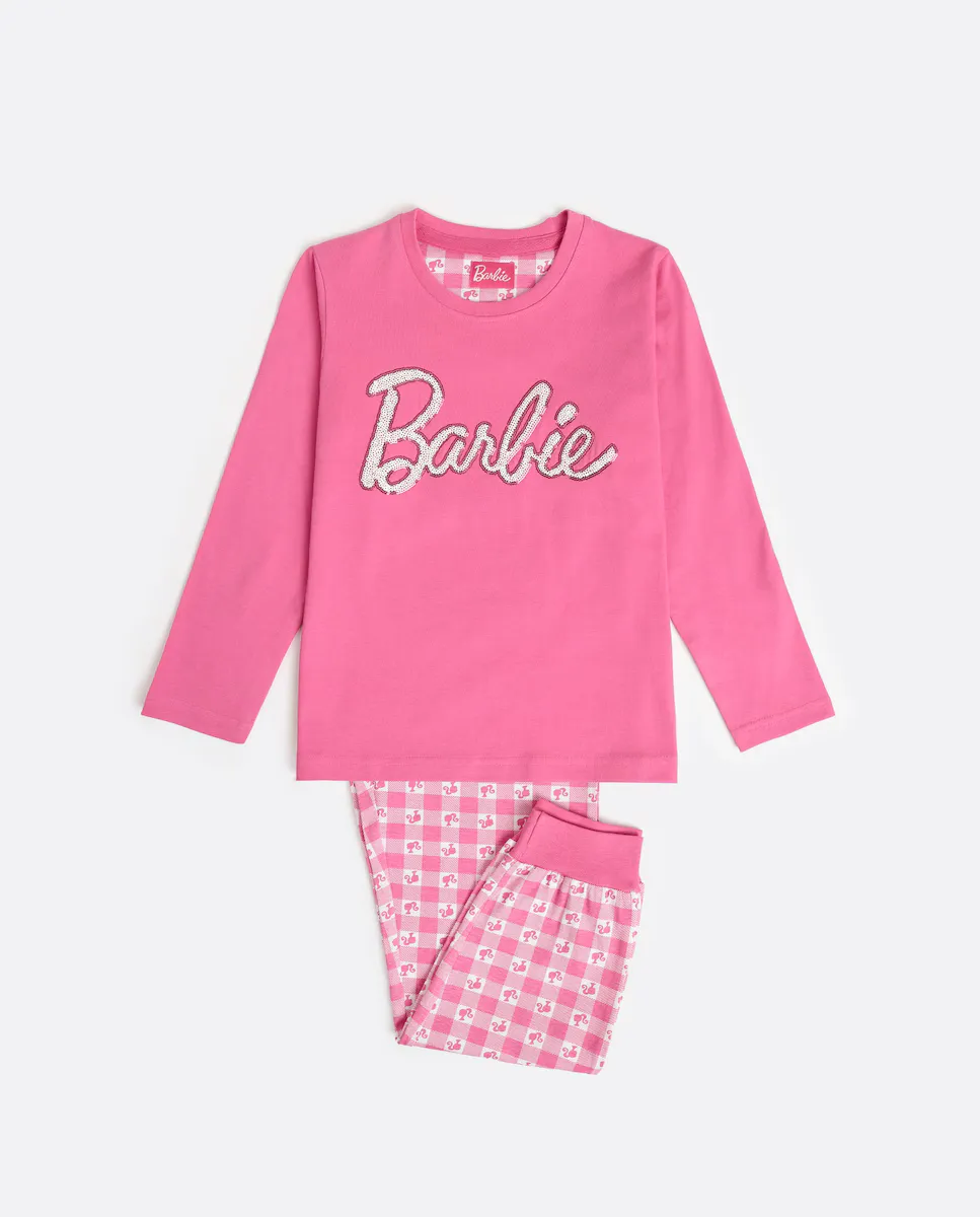 

Длинная розовая вязаная пижама для девочки Barbie