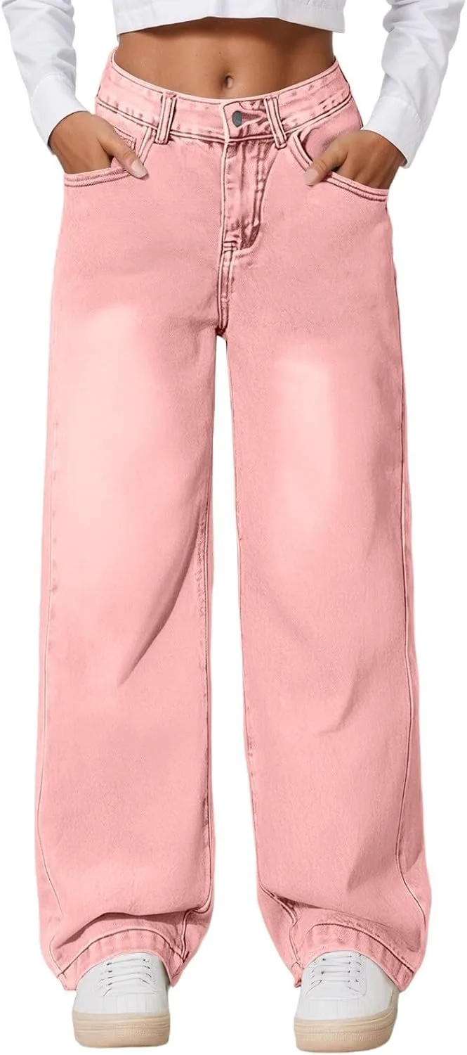 

Джинсы JiXiang для женщин Baggy Wide Straight Leg High Waisted Stretchy Boyfriend