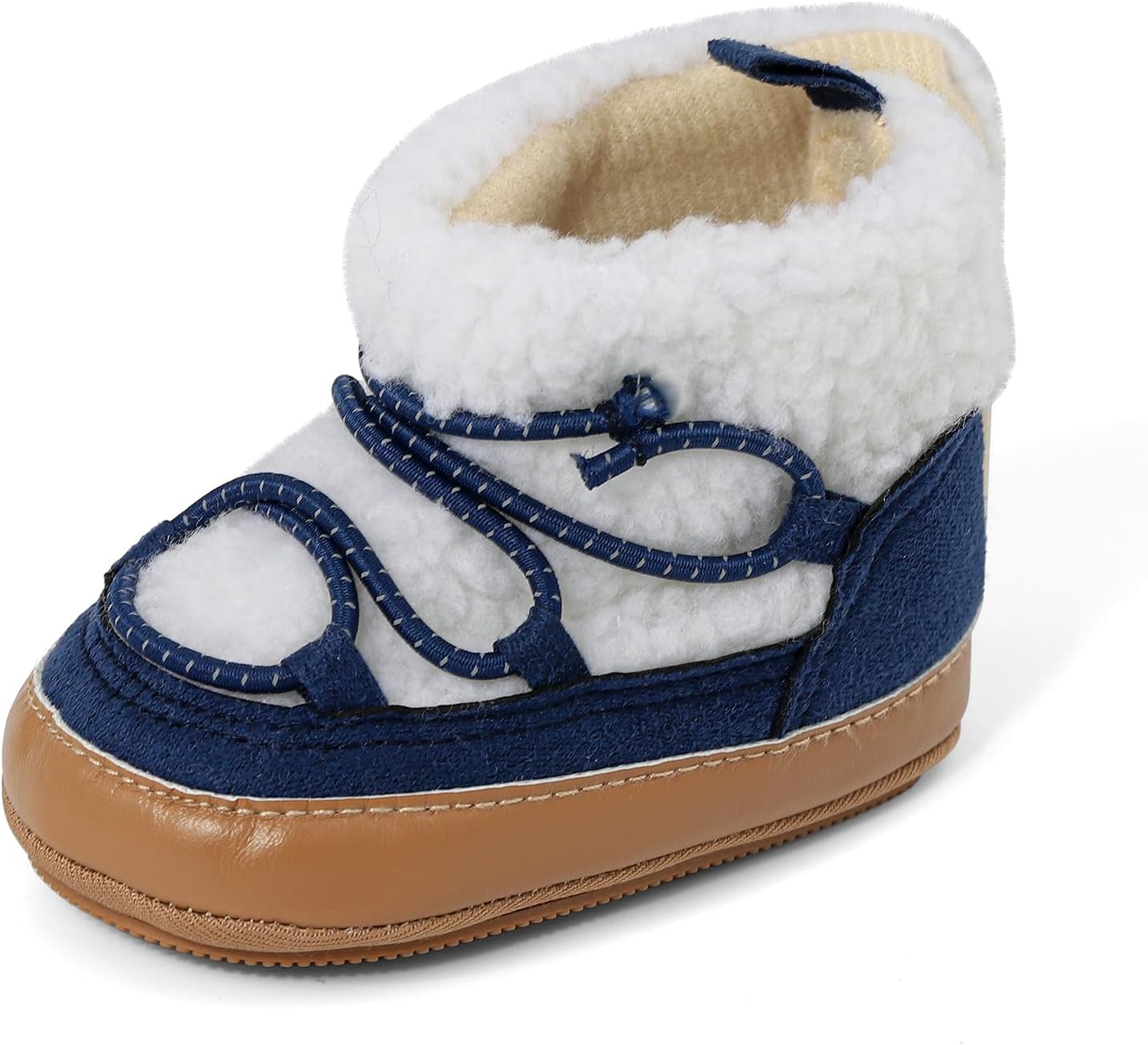 

ESTAMICO Детские плюшевые зимние сапожки для девочек с бантиком, Marineblau/Weiß