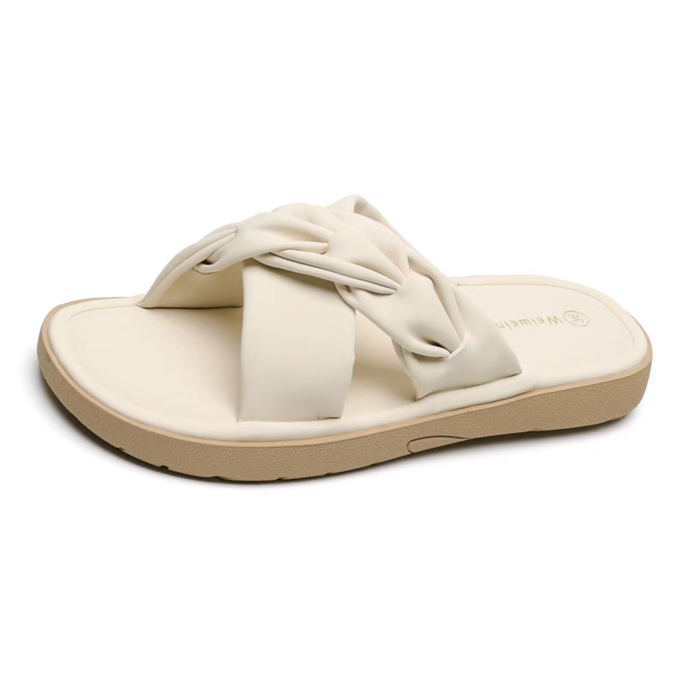 QITUMAUL Женские слипоны Slide Slippers - Кастэрд[Высота каблука 2 см], цвет Custard[Heel Height 2cm] — фото 3