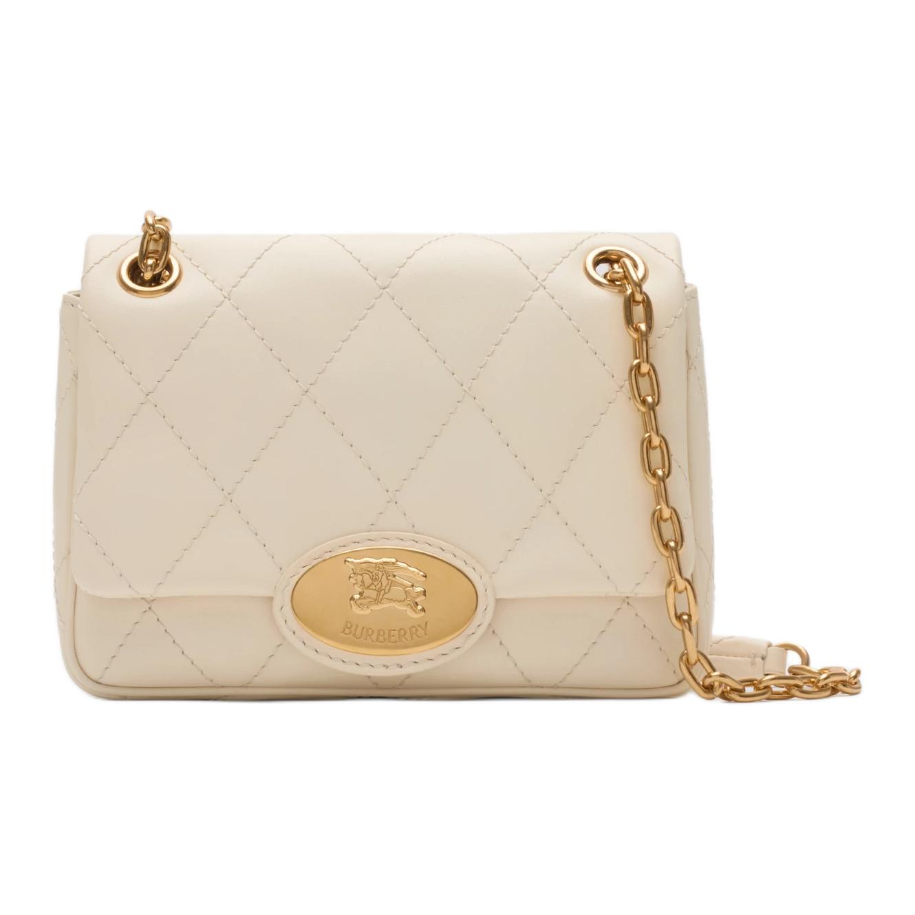 

Burberry Женская маленькая сумка через плечо из телячьей кожи бежевого цвета