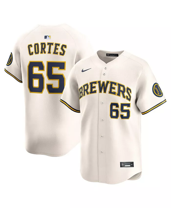 

Мужская домашняя лимитированная игровая футболка Nestor Cortes Cream Milwaukee Brewers Nike
