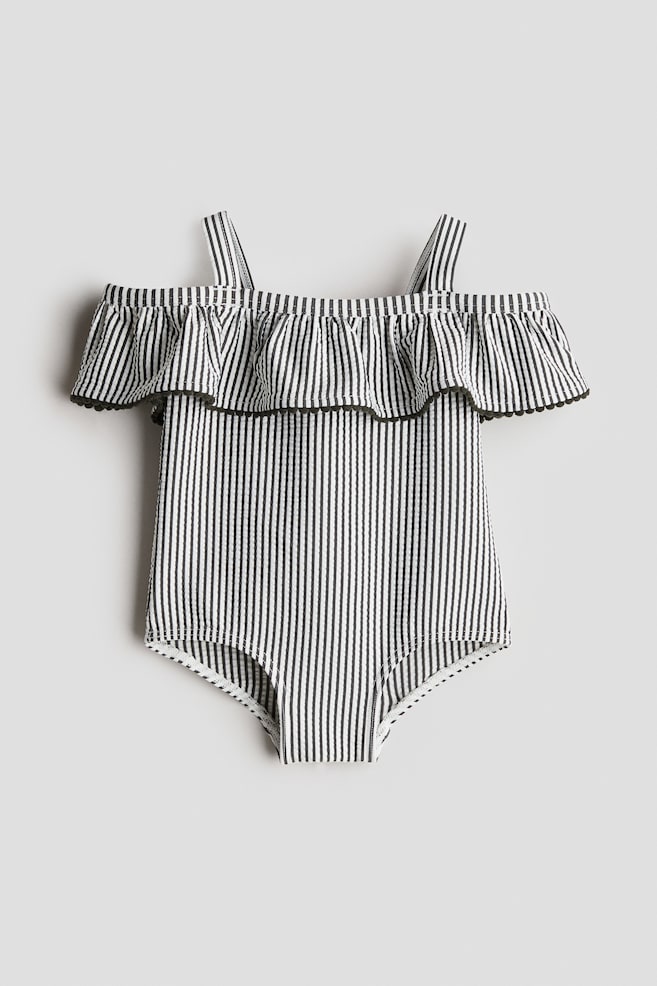 

Купальник с открытыми плечами и оборкой H&M, мультиколор