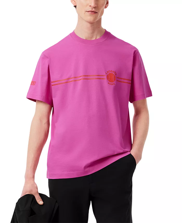 

Мужская теннисная футболка Heritage с коротким рукавом и принтом Lacoste, розовый