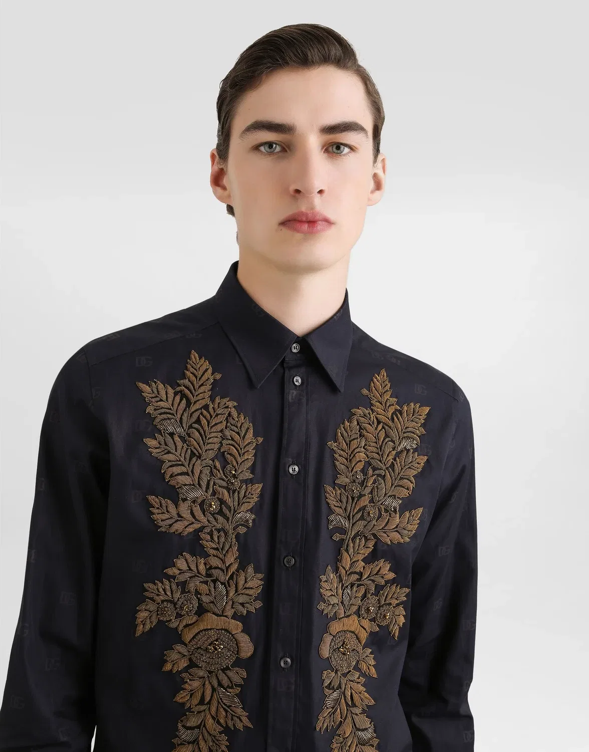 Рубашка из поплина с логотипом-принтом в виде мартини DOLCE & GABBANA, бежевый — фото 4