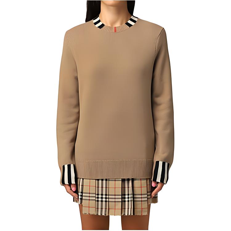 Толстовка Burberry Icon Stripe Trim, кашемировая, бежевый — фото 4