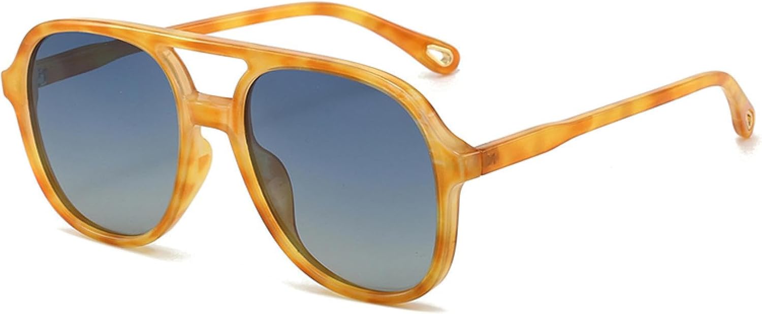 

Мужские солнцезащитные очки в стиле ретро с двойной перемычкой, классические женские солнцезащитные очки с градиентным переходом, защита от УФ-излучения UV400, модные солнцезащитные очки для вождения VVTWSSW, Amber Blue Gradient