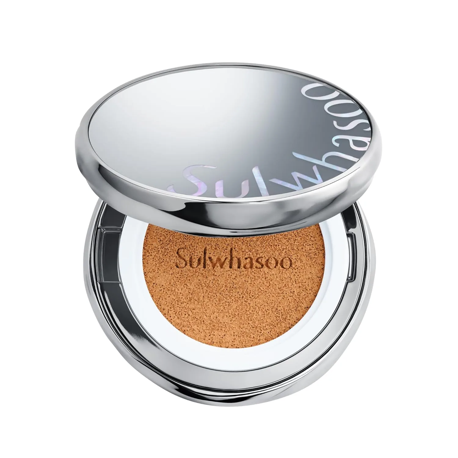 Sulwhasoo Perfecting Cushion SPF 46, легкий долговечный тональный крем, выравнивает тон и скрывает несовершенства, усиливает сияние, полуматовое покрытие, Almond
