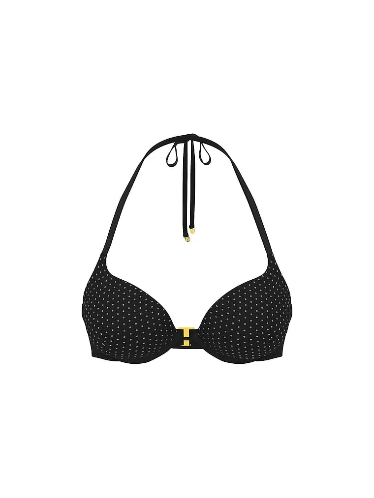 Топ бикини Victoria's Secret Essential Bombshell с пуш-ап, украшенный стразами, черный — фото 3