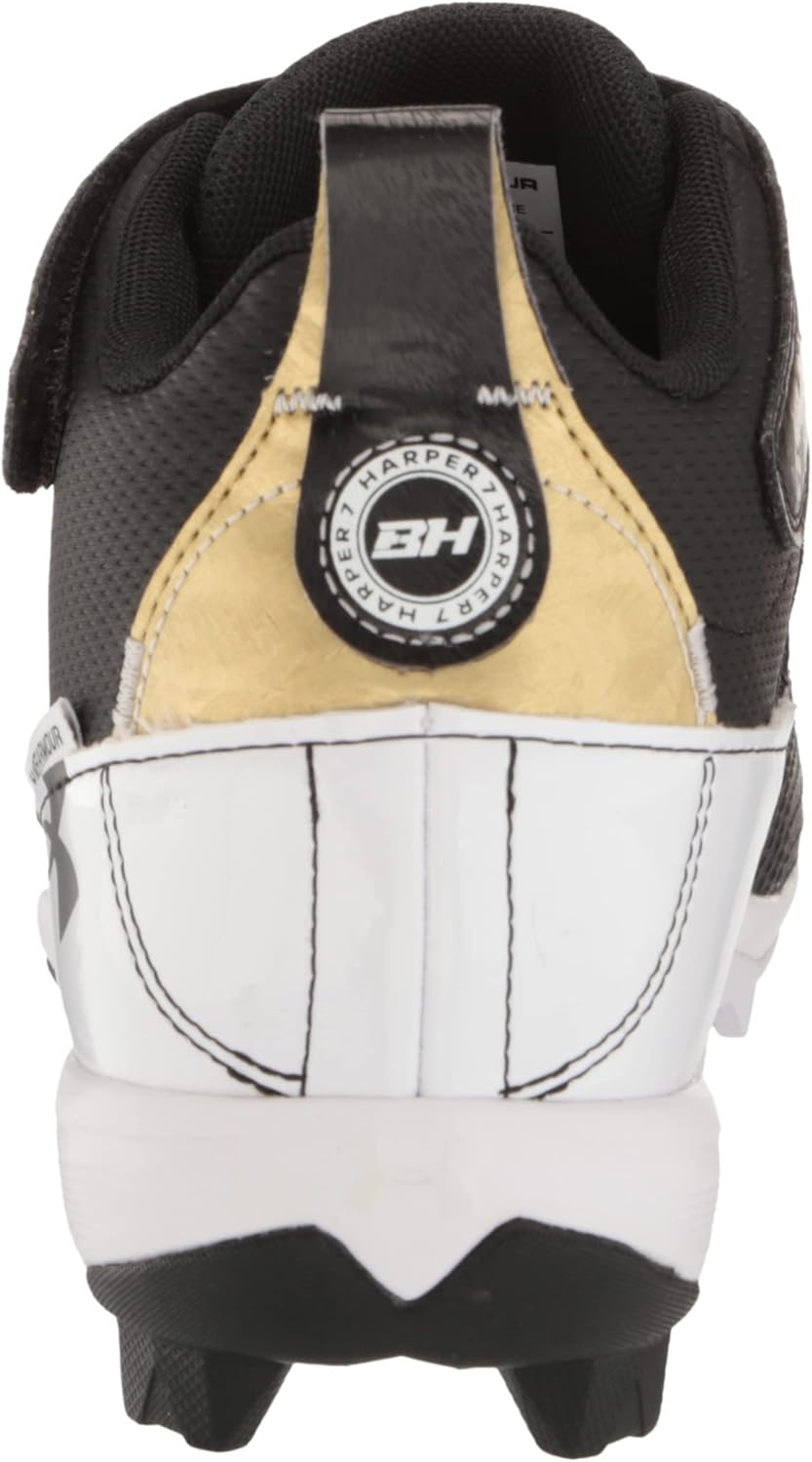 Бейсбольные бутсы Under Armour Men's Harper 7 Mid с резиновой подошвой, черно-белый — фото 3